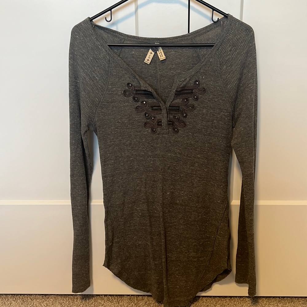 Free People Henley top with chest detail